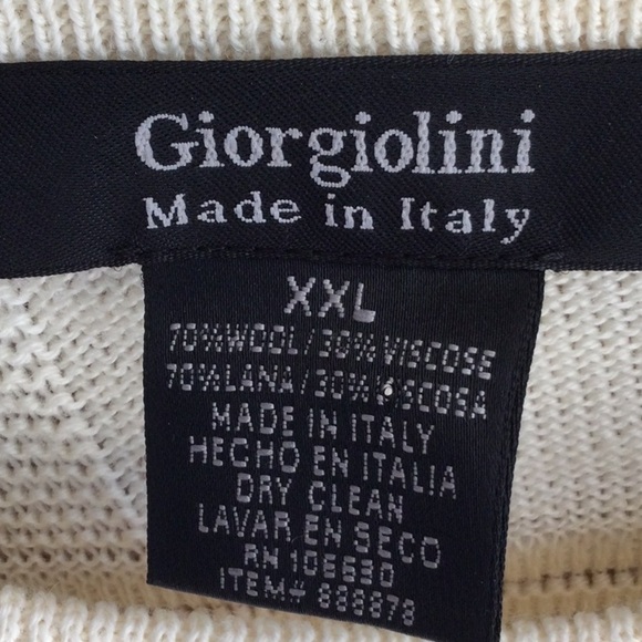 Giorgiolini made in Italy Knit Pullover size XXL cream  long sleeve NWOT.   #369 - Picture 3 of 6